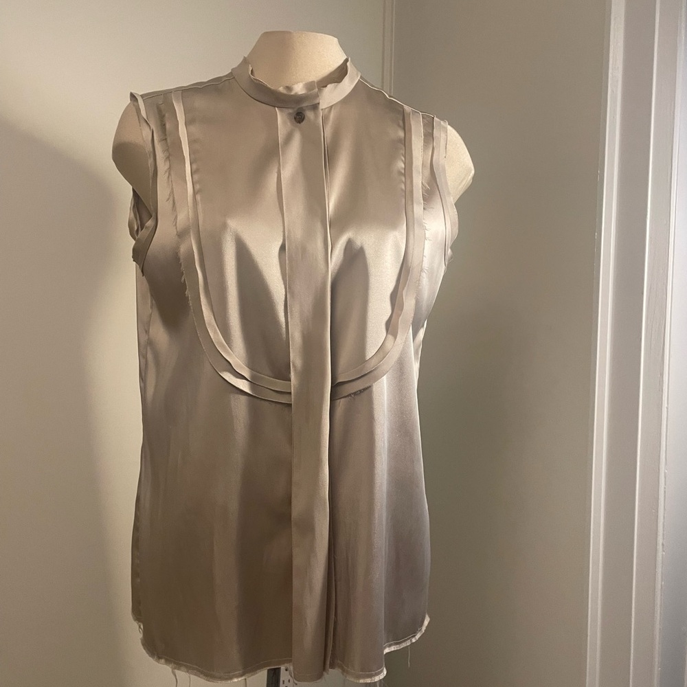 Lanvin raw edge satin top